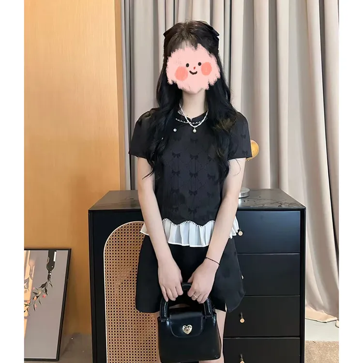 【暗夜蝴蝶】夏款新中式短袖上衣宫廷千金名媛风显瘦半裙套装