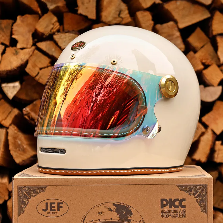 [JEF]台湾复古摩托车春秋头盔3C男女踏板机车巡航覆式四季全盔