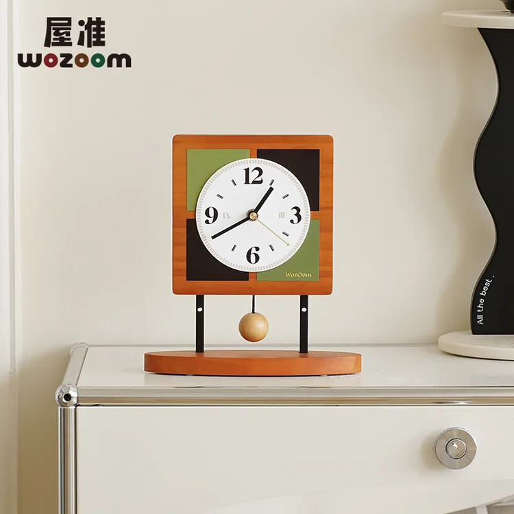 WOZOOM屋准桌面创意时钟摆件玄关摆台式座钟电视柜装饰品艺术钟表