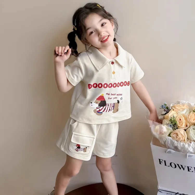 女童套装夏装2025新款洋气儿童短袖t恤宝宝短裤两件套夏季小童装