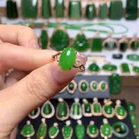 和田玉（碧玉）戒指18K金镶嵌