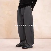 S123美式休闲简约纯色基础通勤直筒长裤男宽松百搭抽绳运动裤子潮