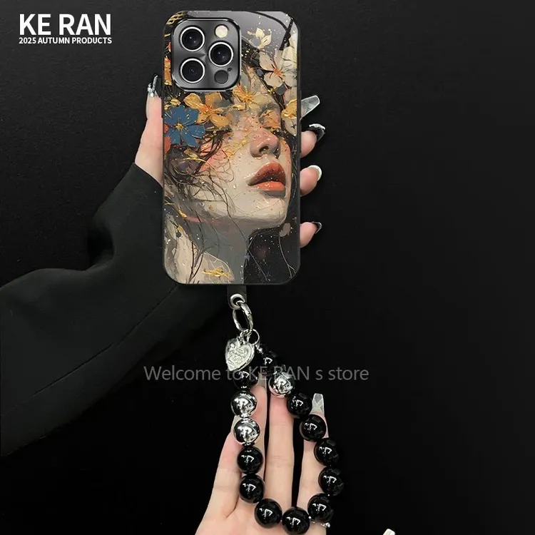 繁花似锦女孩适用苹果vivo华为oppo小米iPhone16电镀玻璃壳手机壳