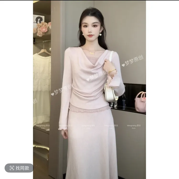 梦梦&GERTC柔缎织梦​ 秋季长袖温柔修身气质套装时尚GC253Z1035