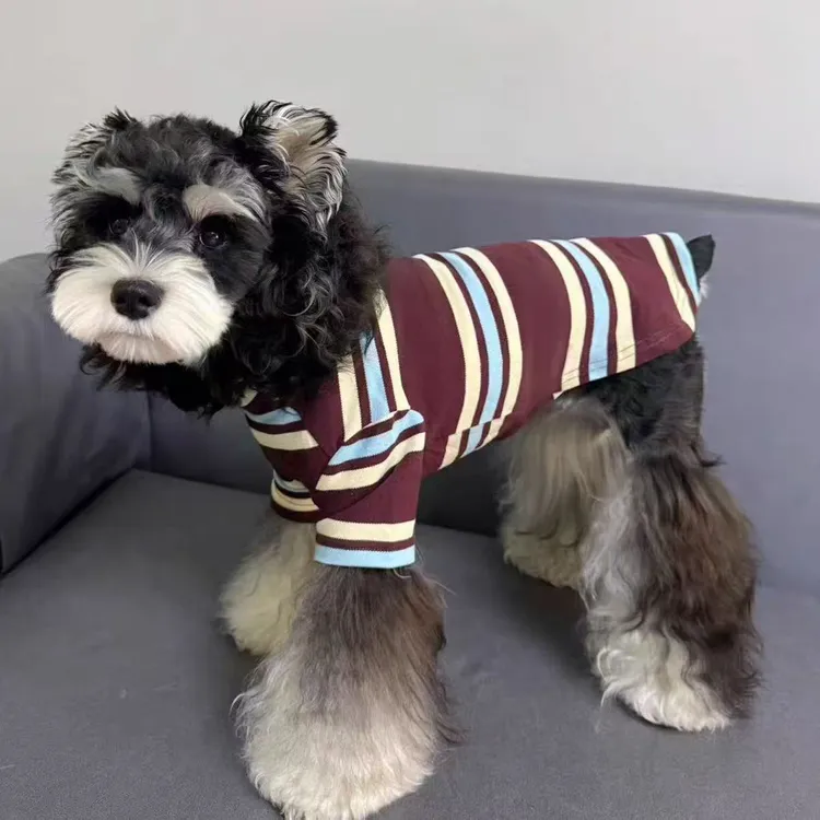 狗狗衣服秋冬可爱条纹宠物短袖泰迪雪纳瑞比熊小型犬猫咪衣服T恤
