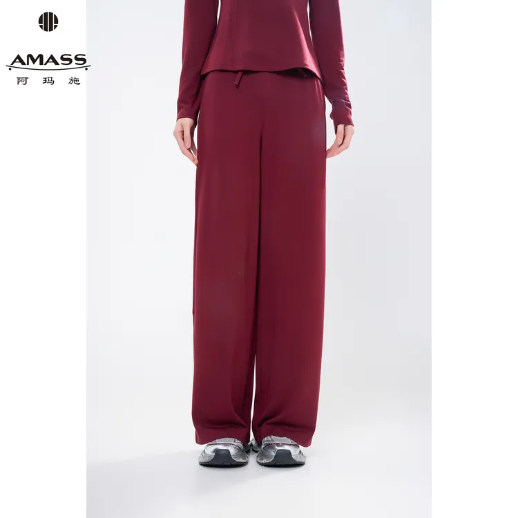 AMASS/阿玛施【复古红】秋季新款舒适时尚休闲长裤直筒裤女 5100586