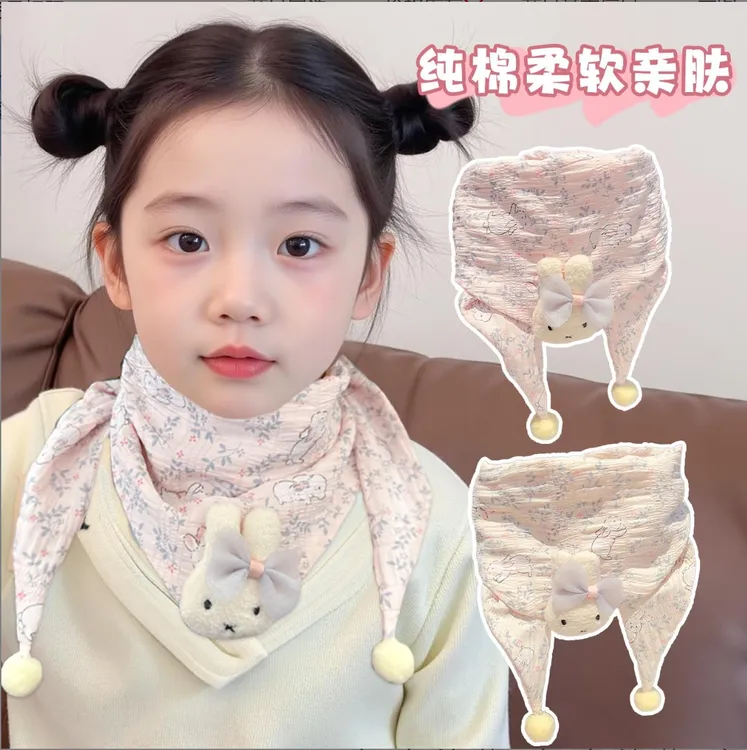 儿童三角巾卡通风休闲风日韩甜美围巾女宝欧若精灵风女童婴儿男童