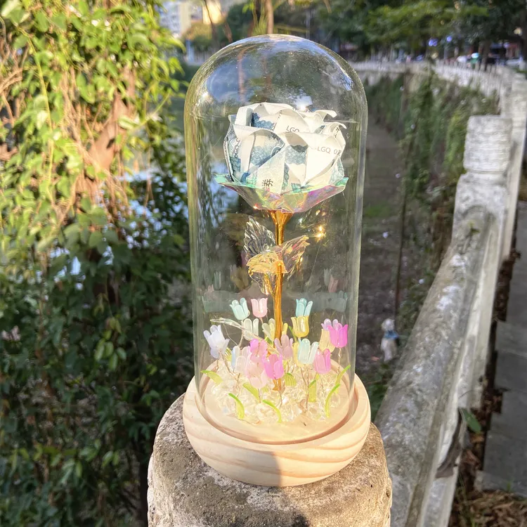 玻璃罩玫瑰有钱花DIY材料包浪漫小众高级感生日礼物送妈妈女朋友