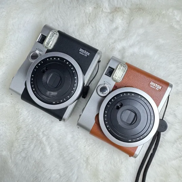 95新 Fujifilm/富士 富士mini90 棕色 带相纸 原装电池充电器手绳