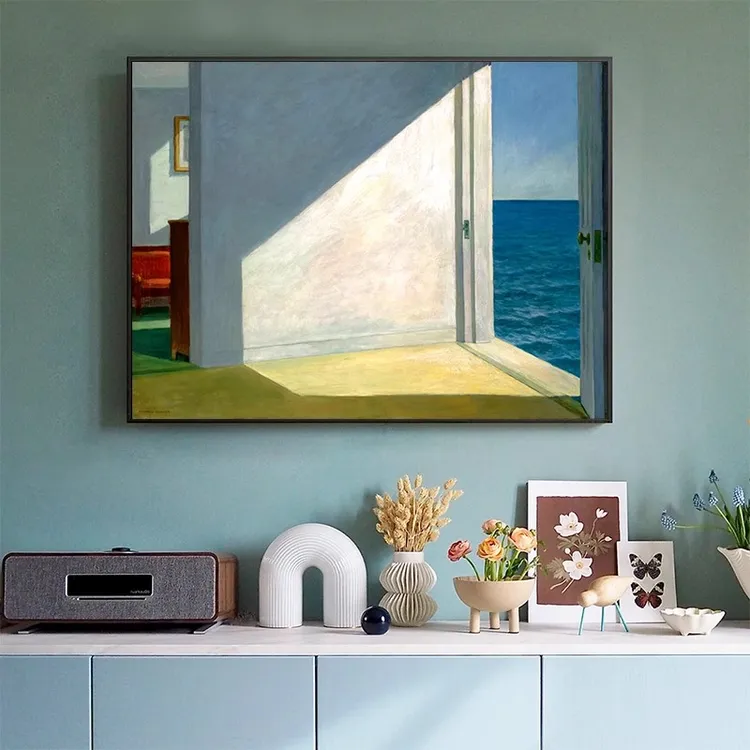 名画客厅餐厅挂画霍普靠海的房间装饰画民宿风景墙画卧室挂画壁画