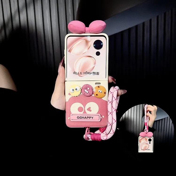 适用荣耀magicvflip手机壳新款荣耀vflip套magic卡通煤球支架女款