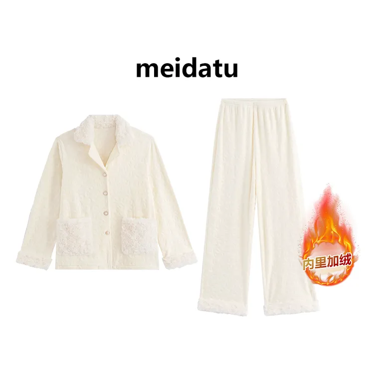 美哒兔（奶芙芙）冬季纯欲风海岛绒保暖睡衣（小个子版）CK3001-5