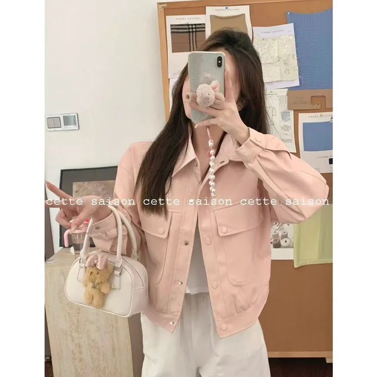 【新款推荐】皮衣女2025秋装新款POLO领休闲工装风高级感小众皮夹克