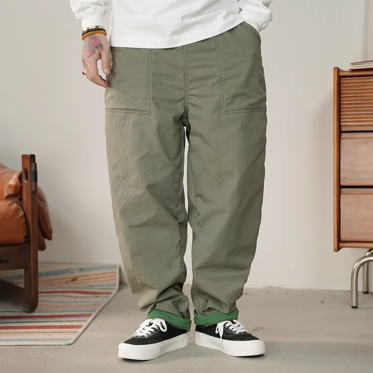 25FW冬季日系加绒双层防风工装裤复古撞色宽松百搭休闲裤