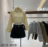 TY STUDIO汤圆早秋韩系缕空设计感纯色性感百搭外穿长袖连帽针织