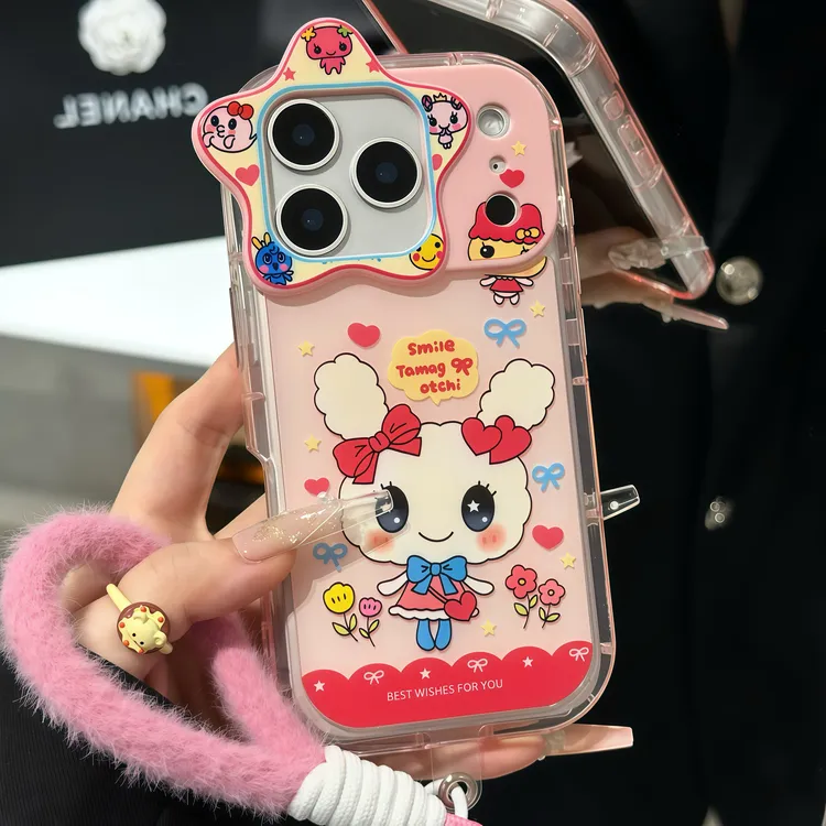 卡通甜心麻美吉挂绳适用苹果16/17星星镜头手机壳华为vivoppo小米