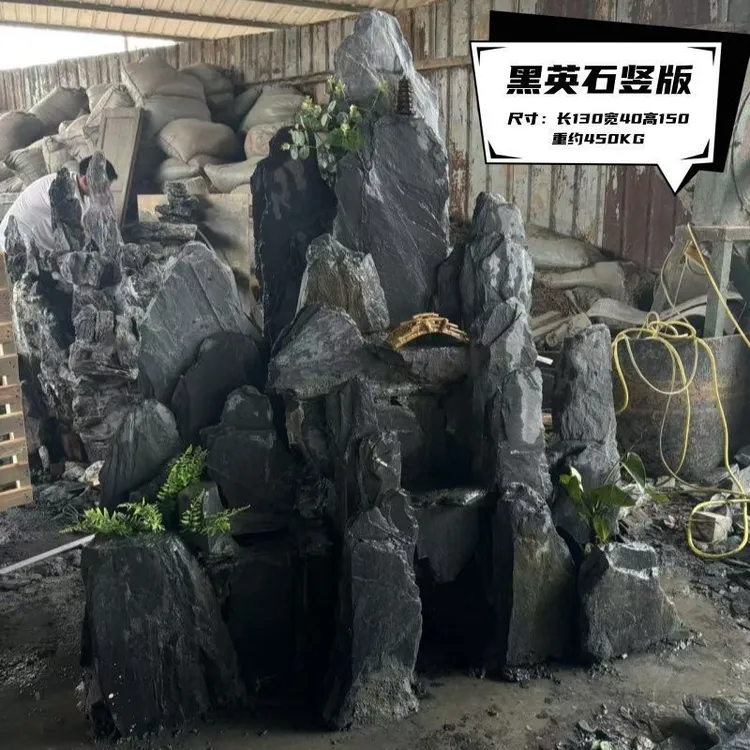 假山室外庭院真石制作假山鱼池大型真石假山流水循环造景