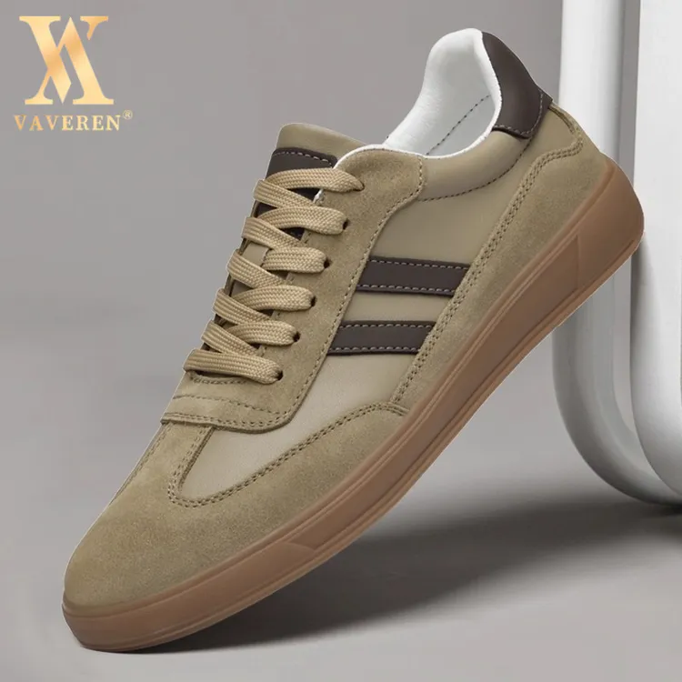 男鞋2025新款春秋休闲鞋子潮百搭运动软底真皮男士皮面休闲板鞋