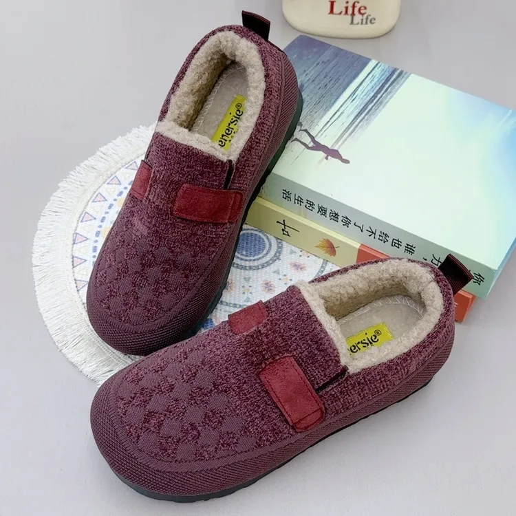 秋冬新款加绒加厚老北京布鞋女棉鞋一脚蹬休闲妈妈棉鞋中老年棉鞋