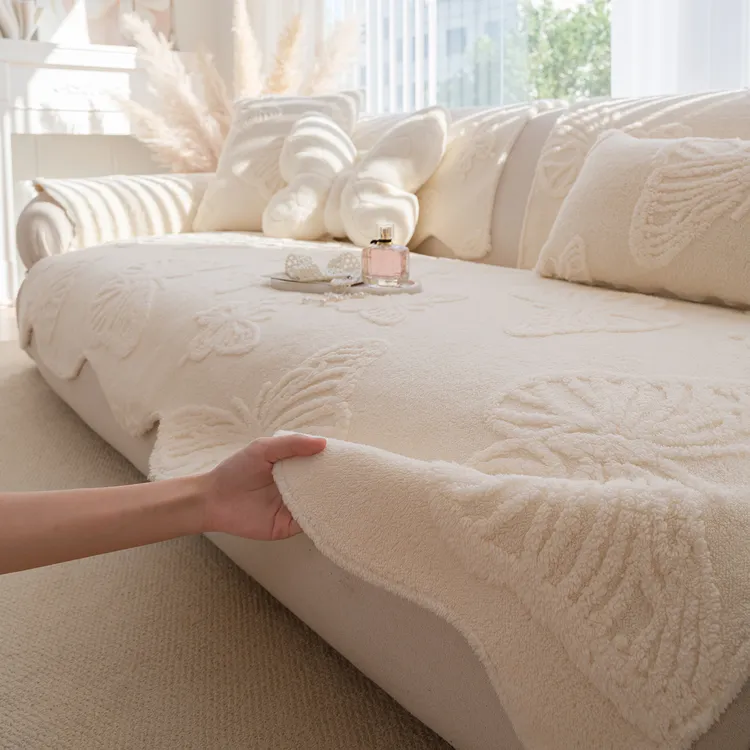 也米奶油风冬季毛绒沙发垫2025新款四季通用防滑高级感客厅坐垫子
