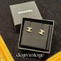 大吉中古/Chanel香奈儿小双c镶钻金色耳钉