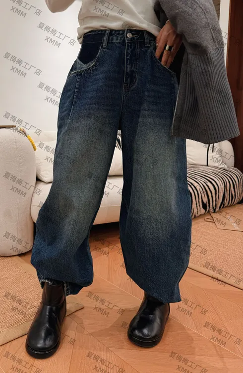 XMM.《薄绒男友风牛仔裤》冬时尚百搭潮流休闲洋气加绒牛仔裤G5105#
