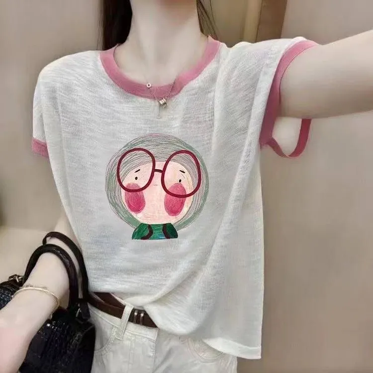 竹节棉短袖T恤新款大码宽松遮肚洋气妈妈女生韩系ins加宽加大女装