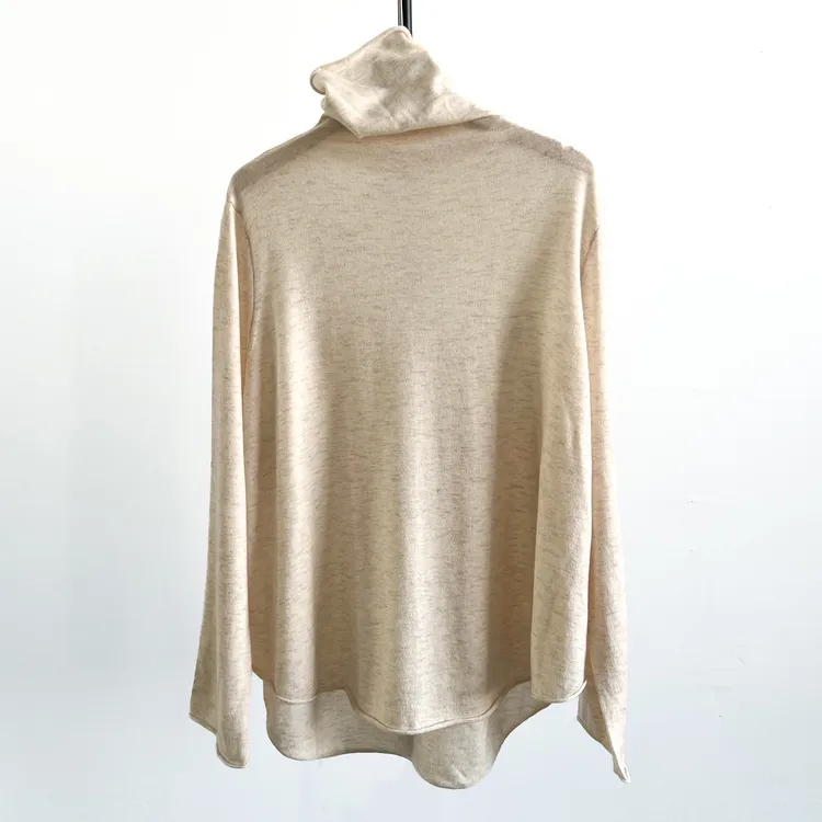 【寻苔出品】冬季新品羊毛圆弧形下摆高领针织衫打底