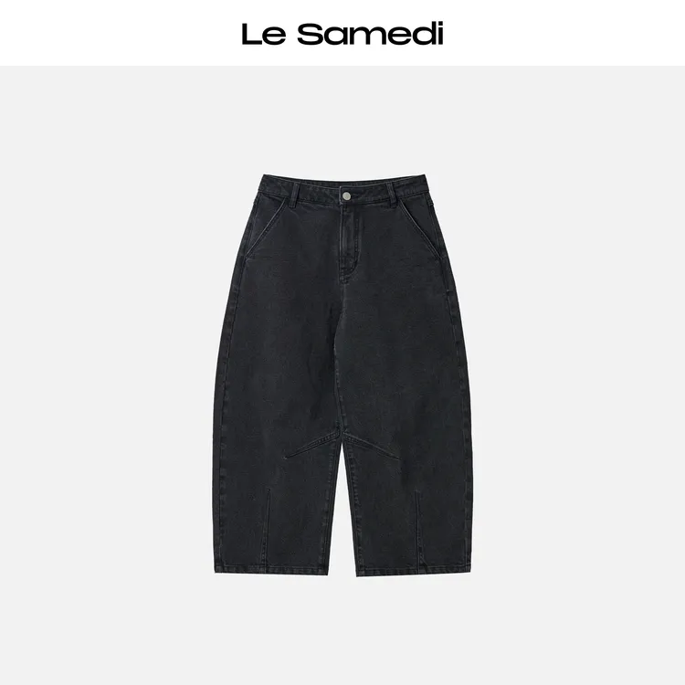 Le Samedi【唐宁奥德黑】BOSSA黑金牛仔 酷飒立体显瘦八分弯刀裤
