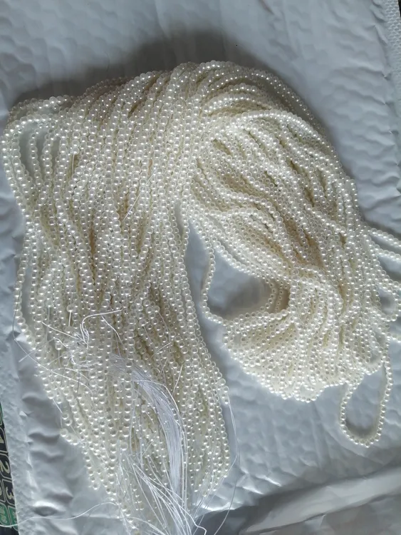 手工材料视频配件ABS仿珍珠散珠串珠直孔珠4 MM米白高亮5000颗