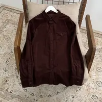 复古纯色翻领百搭休闲衬衫 衣长67胸围102 J646
