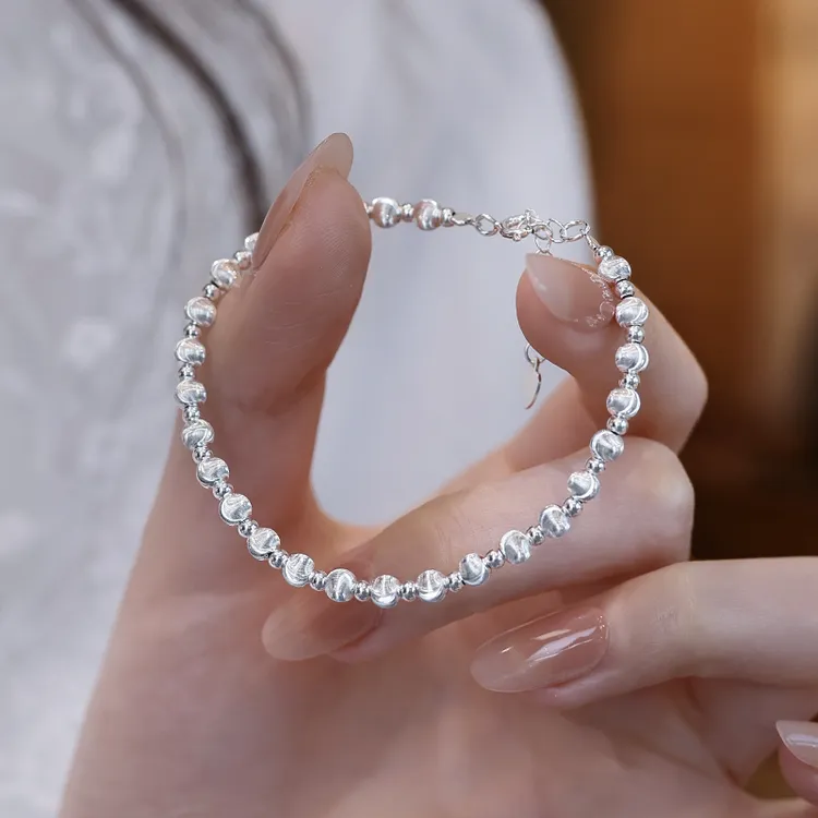 925银手链 925银拉丝猫眼转运珠手链女2025新款爆款小众设计手串