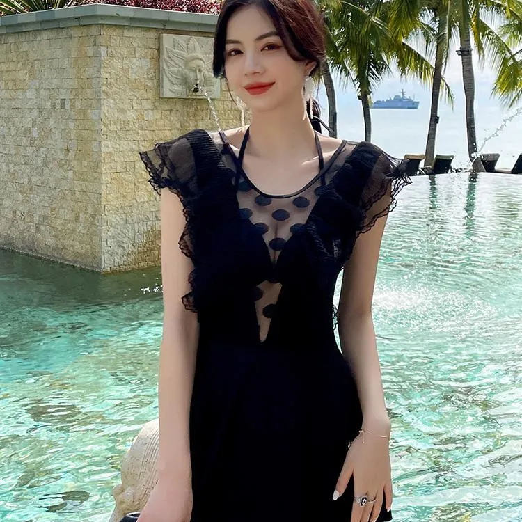 【汐歌儿】180斤纯白泳衣女士遮肉大码性感一片式显瘦钢托温泉女款