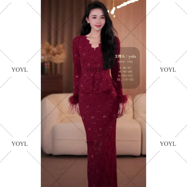 【yola定制】晚霞秋冬新款气质显瘦假两件直筒连衣裙-YL50558