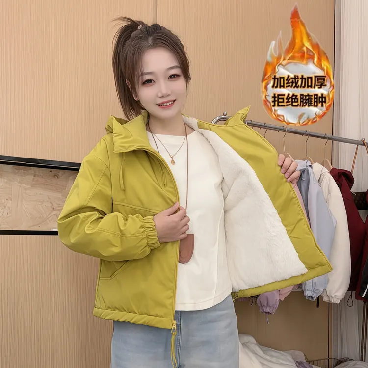 加绒加厚双拉链冲锋衣2025冬季新款加厚休闲棉服外套