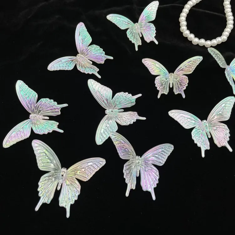 【水晶小店】新款镭射中号蝴蝶手工DIY饰品发箍配件幻彩制作材料