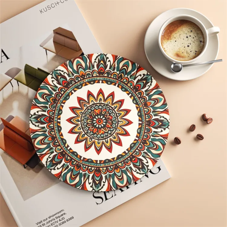 软硅藻泥常规民族风垫子圆形隔热隔热垫茶杯垫