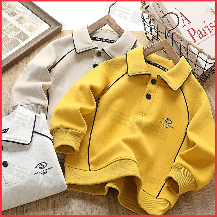 童装新款儿童Polo领卫衣2025休闲男童时尚套衫宽松学院风中大童