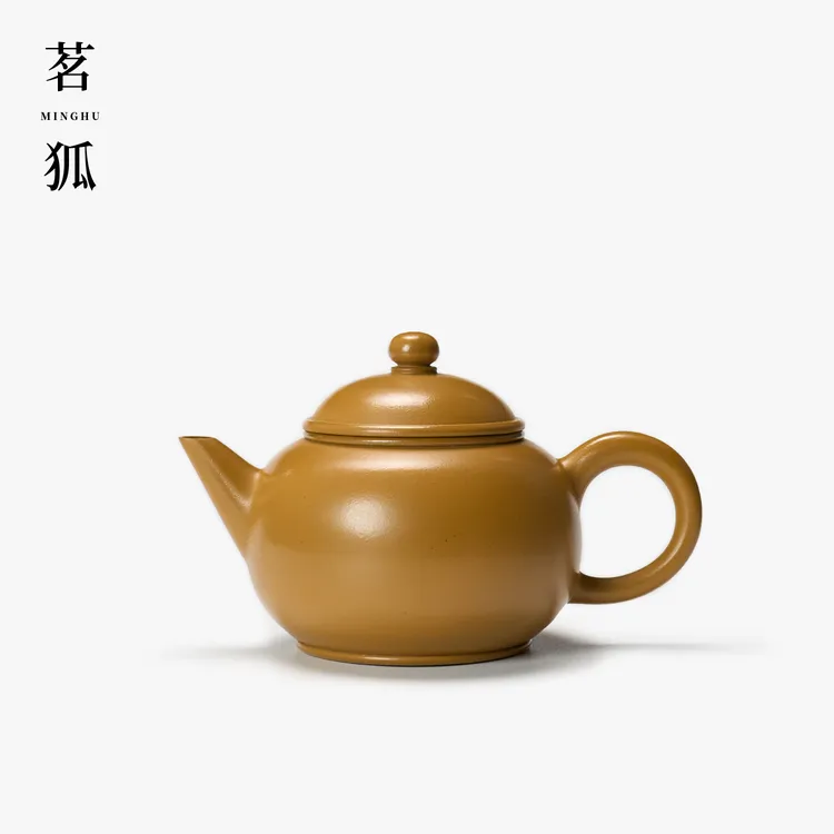 【吴炫杰·水平】黄金段泥潮州手拉壶 全手工土水茶具汉瓦开运竹节壶