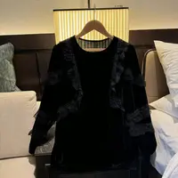 春季打底衫小衫设计师蕾丝打底法式长袖黑色百搭休闲风上衣