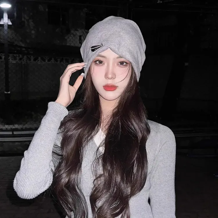 宽松大头围堆堆帽女秋冬高级感慵懒风包头冷帽保暖护耳帽冬季