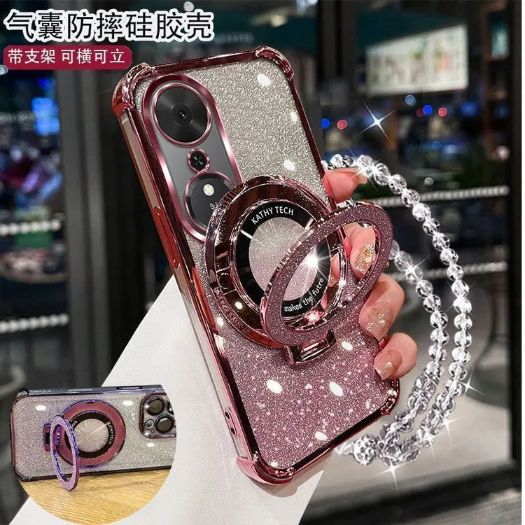 荣耀畅玩70Plus手机壳LOGAN00轻奢女款闪粉四角气囊防摔带镜头膜