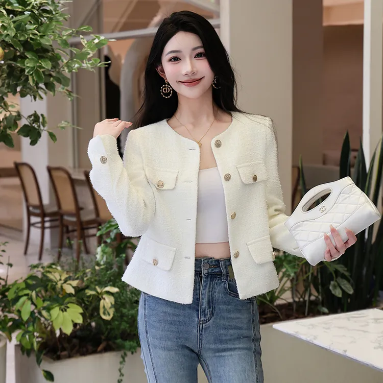 爆款小香风外套女2025新款短款高端法式黑色名媛小个子宽松上衣潮