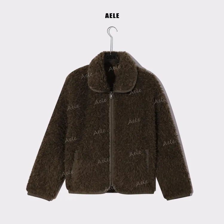 AELE翻领保暖休闲风女装设计师夹克毛绒外套 W855 3585 AD