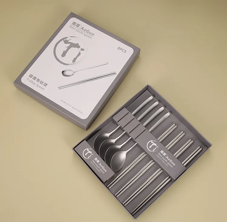 纯欲风钛筷勺筷子勺子中式餐具家用套装纯色