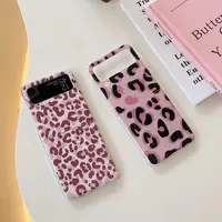 ZB适用于三星zflip3手折机壳Zflip4女款网红豹纹透明硬壳日韩系