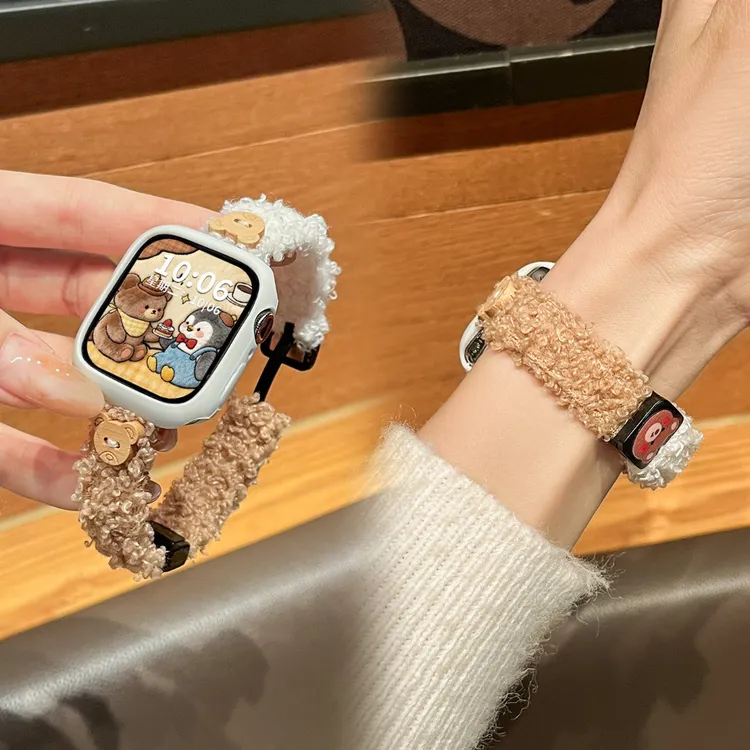 秋冬毛呢折叠扣适用iwatch S11表带苹果手表applewatch S10腕带se