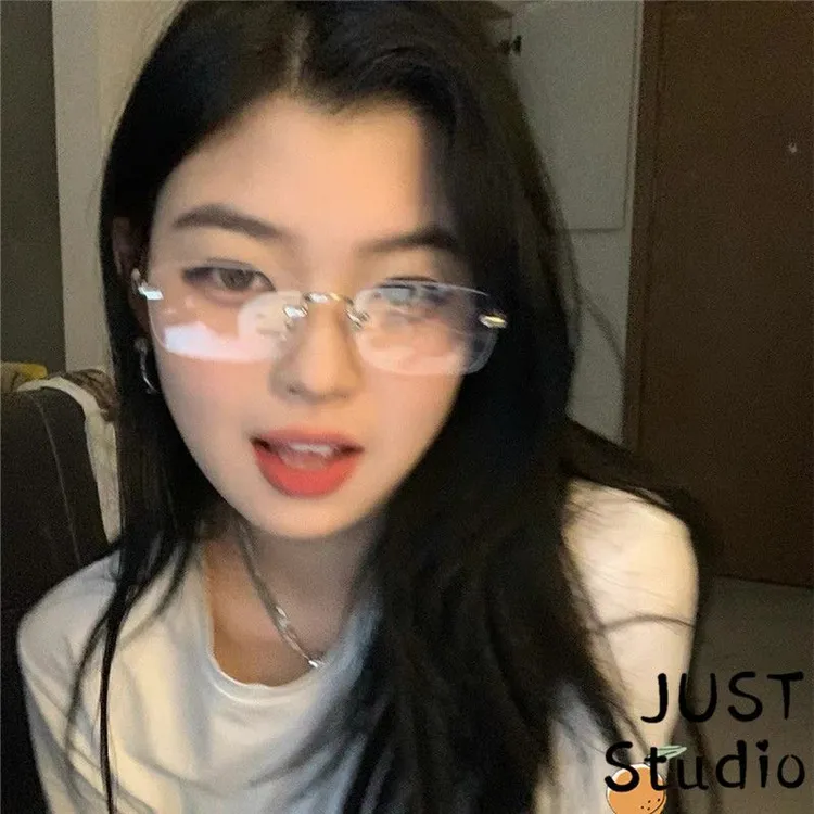 金丝纯欲无框眼镜小脸斯文可配近视防蓝光男女有质感复古ins风潮