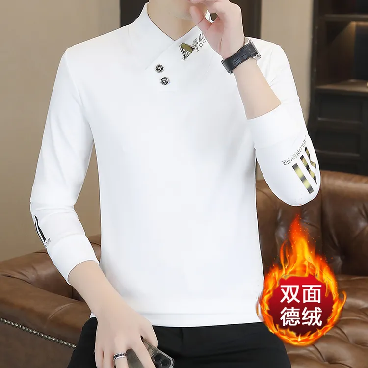 双面绒保暖卫衣男秋冬季2025新款高档烫钻德绒长袖打底衫男装内衣