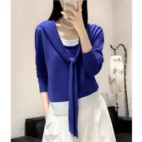 全毛高货~勿机洗~胸106-180长51气质亮丝绑带假两件针织上衣 3990